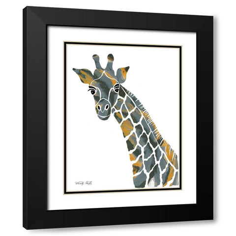 Bright Giraffe II Black Modern Wood Framed Art Print with Double Matting by Jacobs, Cindy
