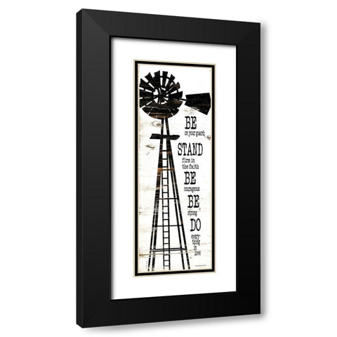 Windmill Be On Your Guard Black Modern Wood Framed Art Print with Double Matting by Jacobs, Cindy