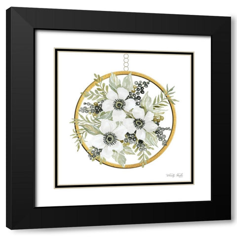 Geometric Circle Muted Floral Black Modern Wood Framed Art Print with Double Matting by Jacobs, Cindy