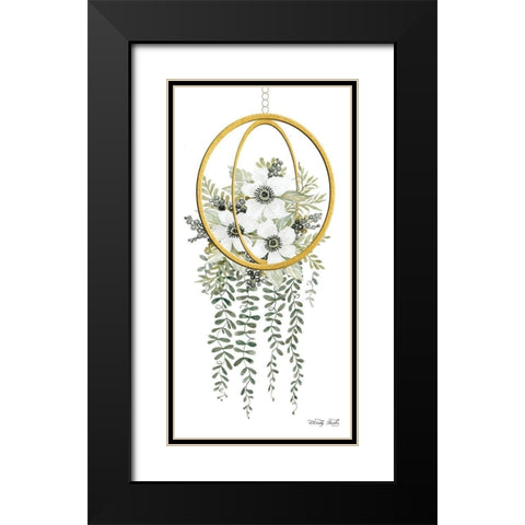 Gold Geometric Circle and Ivy   Black Modern Wood Framed Art Print with Double Matting by Jacobs, Cindy