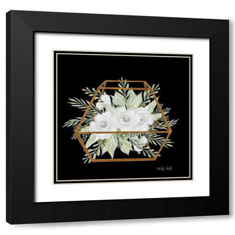 Gold Geometric Polygon Black Modern Wood Framed Art Print with Double Matting by Jacobs, Cindy