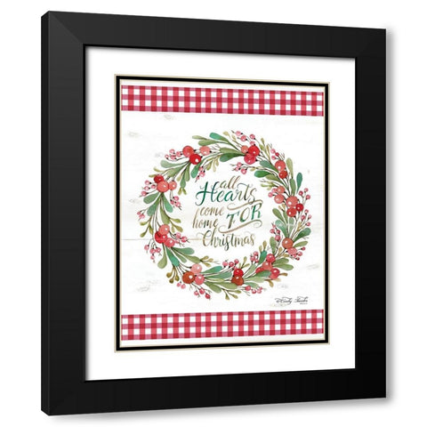 All Hearts Come Home For Christmas  Black Modern Wood Framed Art Print with Double Matting by Jacobs, Cindy