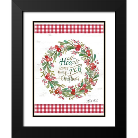 All Hearts Come Home For Christmas  Black Modern Wood Framed Art Print with Double Matting by Jacobs, Cindy