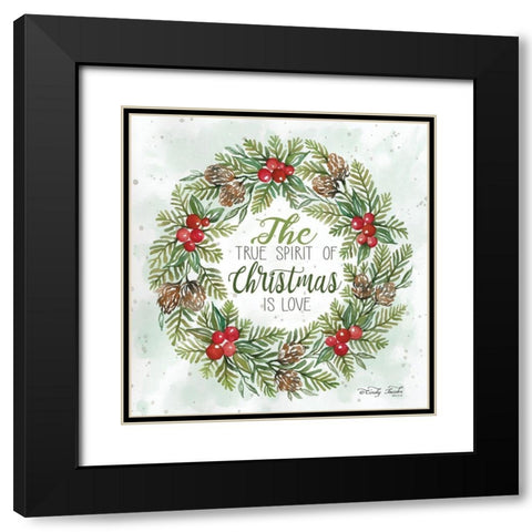 True Spirit Wreath Black Modern Wood Framed Art Print with Double Matting by Jacobs, Cindy