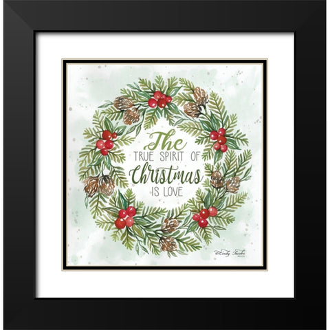 True Spirit Wreath Black Modern Wood Framed Art Print with Double Matting by Jacobs, Cindy