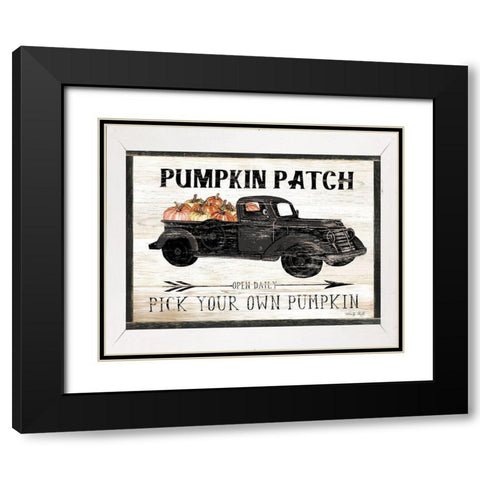 Pumpkin Patch Black Truck Black Modern Wood Framed Art Print with Double Matting by Jacobs, Cindy