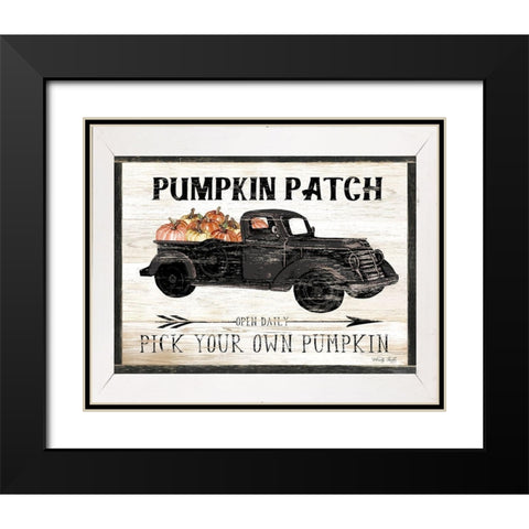 Pumpkin Patch Black Truck Black Modern Wood Framed Art Print with Double Matting by Jacobs, Cindy