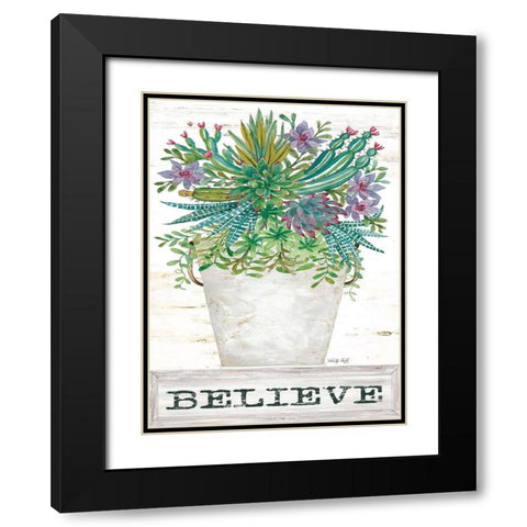 Believe Succulents Black Modern Wood Framed Art Print with Double Matting by Jacobs, Cindy