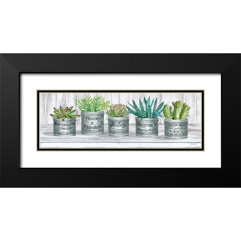 Galvanized Pot Succulents II Black Modern Wood Framed Art Print with Double Matting by Jacobs, Cindy