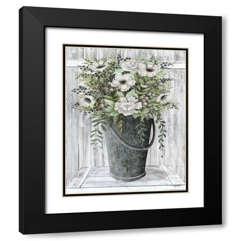 Galvanized Fleurs      Black Modern Wood Framed Art Print with Double Matting by Jacobs, Cindy