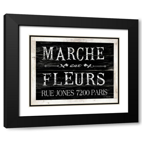 Fleurs Sign II Black Modern Wood Framed Art Print with Double Matting by Jacobs, Cindy