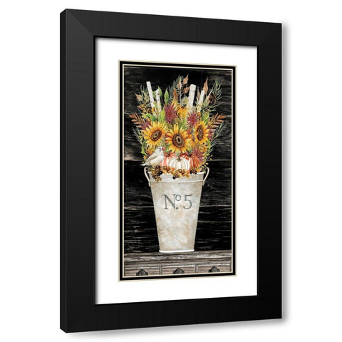 No. 5 Fall Flowers and Birch 1    Black Modern Wood Framed Art Print with Double Matting by Jacobs, Cindy