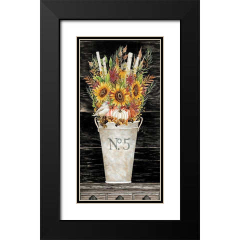 No. 5 Fall Flowers and Birch 1    Black Modern Wood Framed Art Print with Double Matting by Jacobs, Cindy