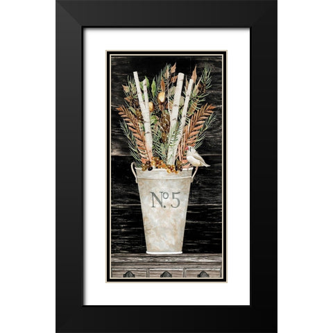 No. 5 Fall Flowers and Birch 2    Black Modern Wood Framed Art Print with Double Matting by Jacobs, Cindy