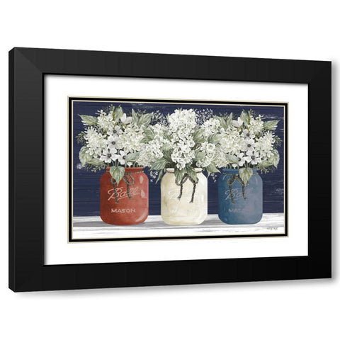 Red, White and Blue Jar Trio Black Modern Wood Framed Art Print with Double Matting by Jacobs, Cindy