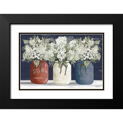 Red, White and Blue Jar Trio Black Modern Wood Framed Art Print with Double Matting by Jacobs, Cindy