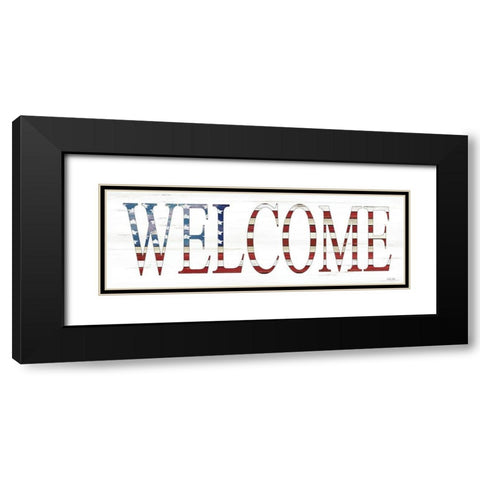 Patriotic Welcome    Black Modern Wood Framed Art Print with Double Matting by Jacobs, Cindy