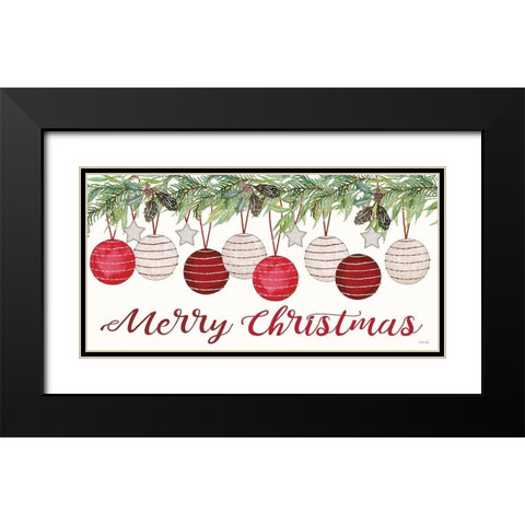 Merry Christmas Black Modern Wood Framed Art Print with Double Matting by Jacobs, Cindy