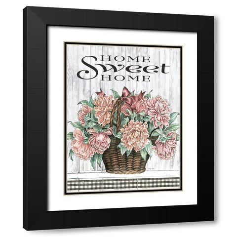 Home Sweet Home Peonies Black Modern Wood Framed Art Print with Double Matting by Jacobs, Cindy