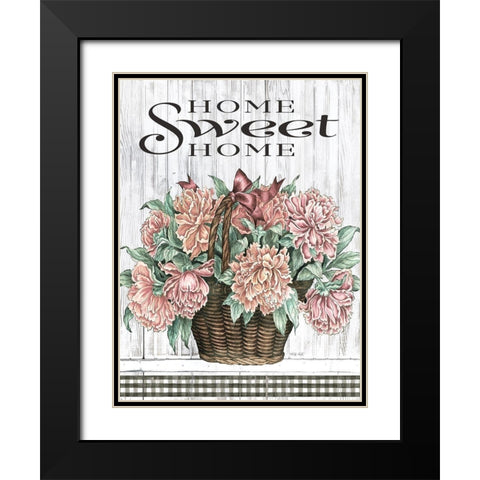 Home Sweet Home Peonies Black Modern Wood Framed Art Print with Double Matting by Jacobs, Cindy