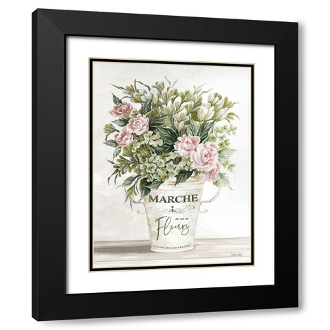 Spring Peonies I Black Modern Wood Framed Art Print with Double Matting by Jacobs, Cindy