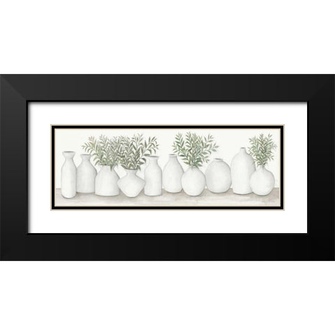 White Vases Still Life Black Modern Wood Framed Art Print with Double Matting by Jacobs, Cindy