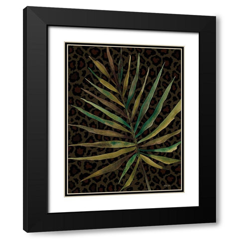 Areca Leaf Black Modern Wood Framed Art Print with Double Matting by Jacobs, Cindy