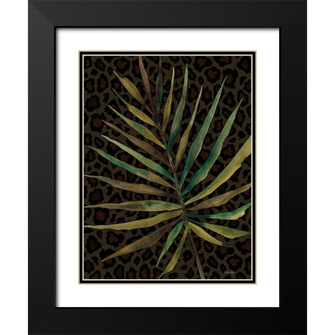 Areca Leaf Black Modern Wood Framed Art Print with Double Matting by Jacobs, Cindy