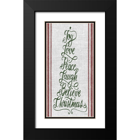 Christmas Word Tree  Black Modern Wood Framed Art Print with Double Matting by Jacobs, Cindy