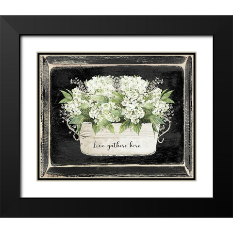 Love Gathers Here     Black Modern Wood Framed Art Print with Double Matting by Jacobs, Cindy