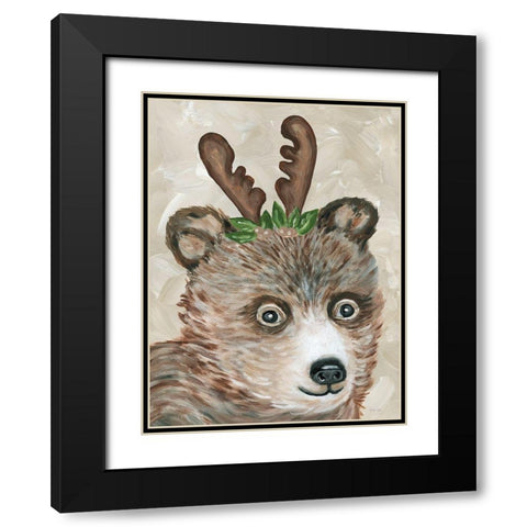 Christmas Bear Black Modern Wood Framed Art Print with Double Matting by Jacobs, Cindy