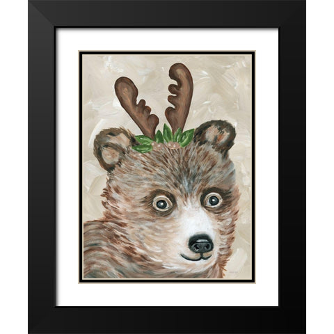 Christmas Bear Black Modern Wood Framed Art Print with Double Matting by Jacobs, Cindy