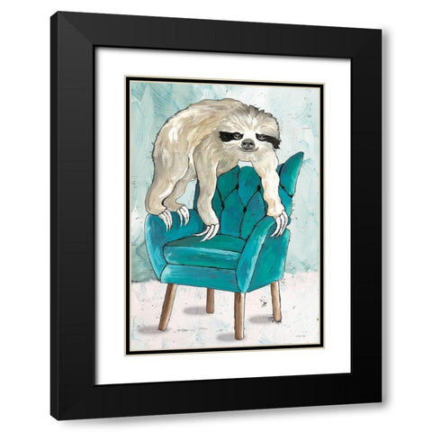 Chill Sloth II Black Modern Wood Framed Art Print with Double Matting by Jacobs, Cindy