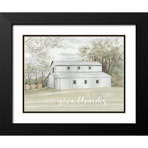 In All Things Give Thanks Black Modern Wood Framed Art Print with Double Matting by Jacobs, Cindy