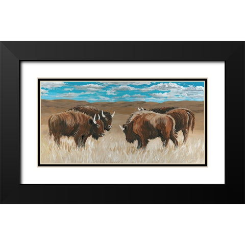 Bison Herd II Black Modern Wood Framed Art Print with Double Matting by Jacobs, Cindy