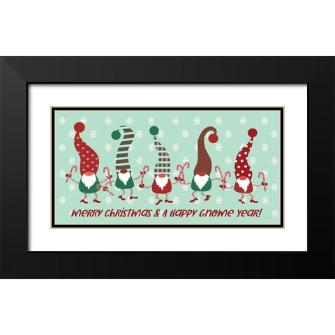 Merry Christmas and Happy Gnome Year Black Modern Wood Framed Art Print with Double Matting by Jacobs, Cindy
