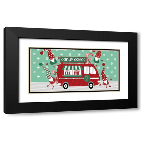 Gnome Candy Cane Truck Black Modern Wood Framed Art Print with Double Matting by Jacobs, Cindy