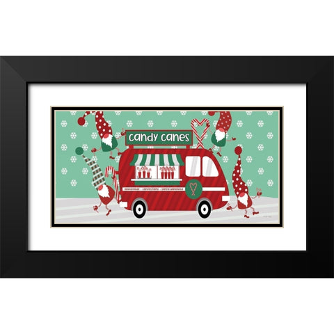 Gnome Candy Cane Truck Black Modern Wood Framed Art Print with Double Matting by Jacobs, Cindy