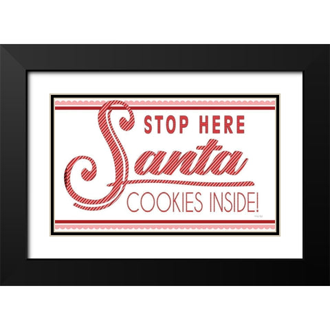 Santa Stop Here Black Modern Wood Framed Art Print with Double Matting by Jacobs, Cindy
