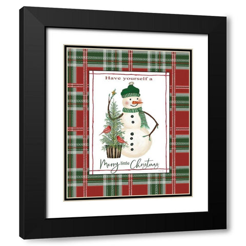 Merry Little Christmas Black Modern Wood Framed Art Print with Double Matting by Jacobs, Cindy