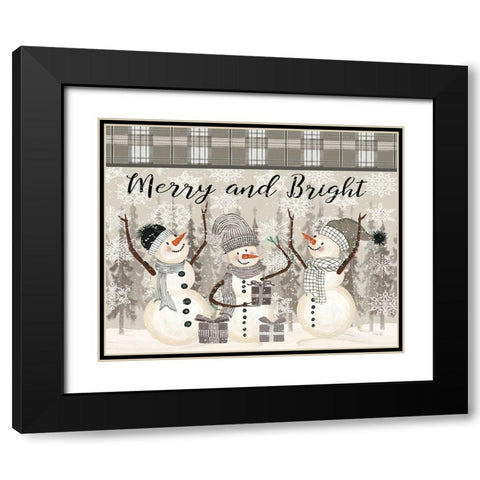 Joyful Snowmen Black Modern Wood Framed Art Print with Double Matting by Jacobs, Cindy