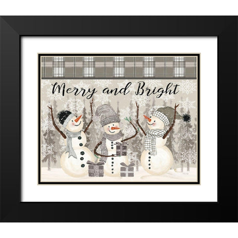 Joyful Snowmen Black Modern Wood Framed Art Print with Double Matting by Jacobs, Cindy