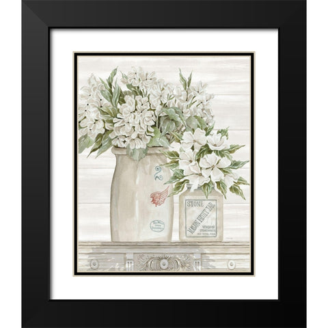Floral Country Crocks Black Modern Wood Framed Art Print with Double Matting by Jacobs, Cindy