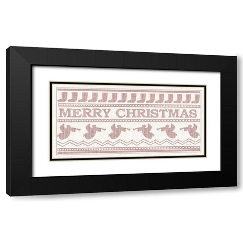 Merry Christmas Stitchery    Black Modern Wood Framed Art Print with Double Matting by Jacobs, Cindy