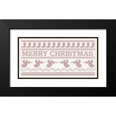 Merry Christmas Stitchery    Black Modern Wood Framed Art Print with Double Matting by Jacobs, Cindy