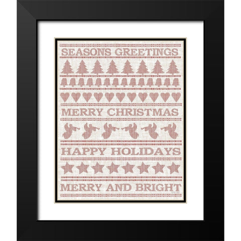 Holiday Sentiments Stitchery I  Black Modern Wood Framed Art Print with Double Matting by Jacobs, Cindy