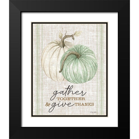 Grain Sack Gather and Give Thanks Black Modern Wood Framed Art Print with Double Matting by Jacobs, Cindy