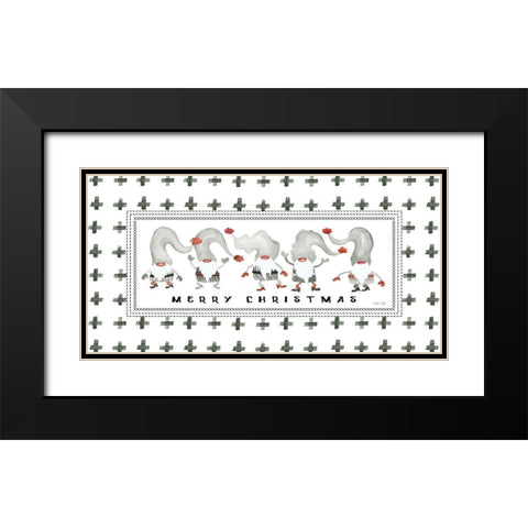 Merry Christmas Gnomes Black Modern Wood Framed Art Print with Double Matting by Jacobs, Cindy