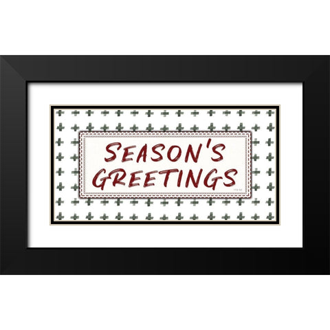Seasons Greetings  Black Modern Wood Framed Art Print with Double Matting by Jacobs, Cindy