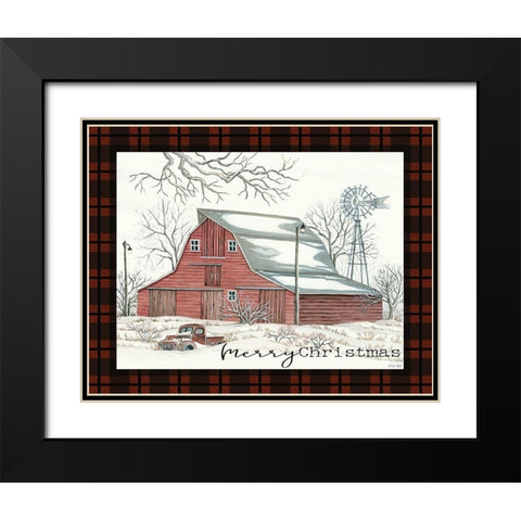 Merry Christmas Farm Black Modern Wood Framed Art Print with Double Matting by Jacobs, Cindy